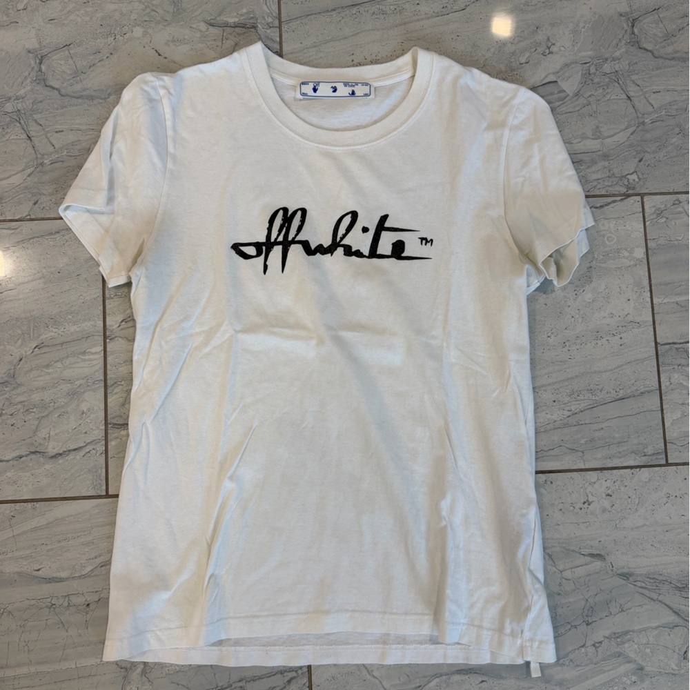 Off-White White T-Shirt with Black Logo